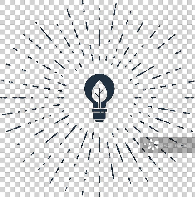 米色背景上的灰色灯泡与叶子图标隔离。图片素材