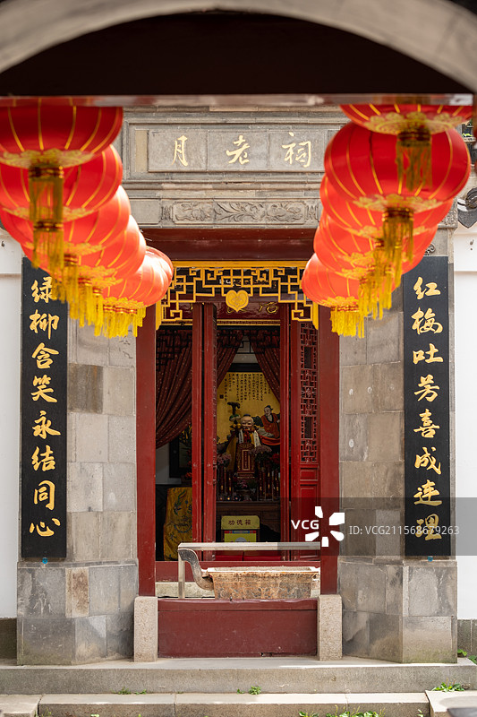 无锡鼋头渚风景区-文昌阁-月老祠-凌霄宫-天街-同心锁图片素材