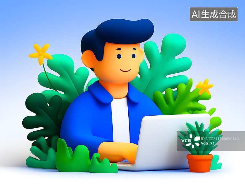 【AI数字艺术】程序员节的远程办公面试插画图片素材