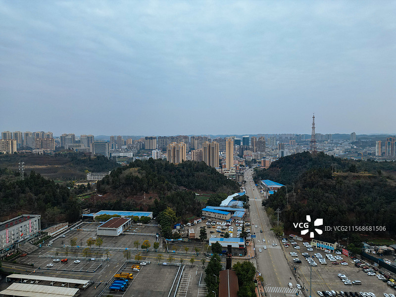 资阳市 雁江区 俊兴路 兰家坡 沱江 东岳山 航拍图片素材