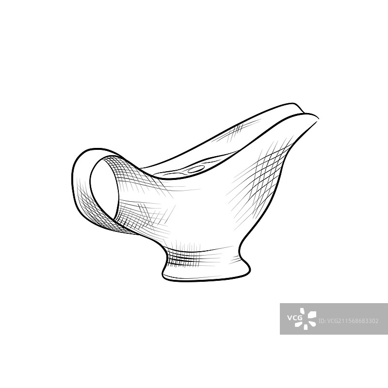 酱汁壶与酱汁的线条艺术绘画图片素材