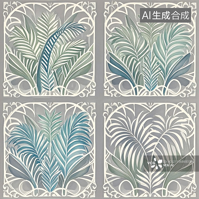 【AI数字艺术】无缝拼接四方连续图清新复古风格印花图案图片素材