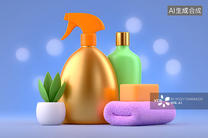 【AI数字艺术】3D渲染化妆品模板展示图片素材