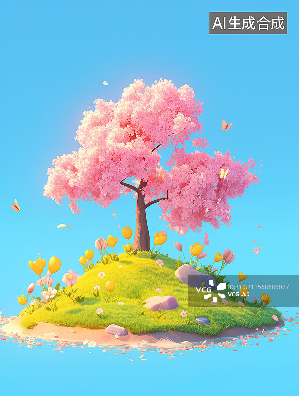 【AI数字艺术】春日唯美樱花树下的浪漫图片素材