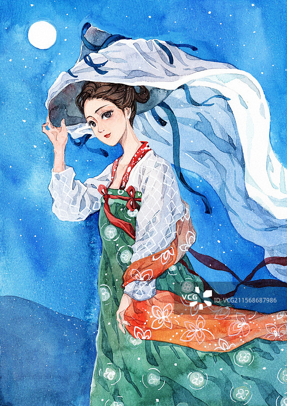 古风女子插画图片素材