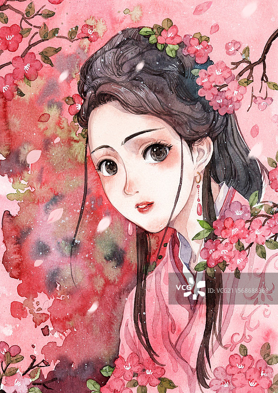 古风女子插画图片素材