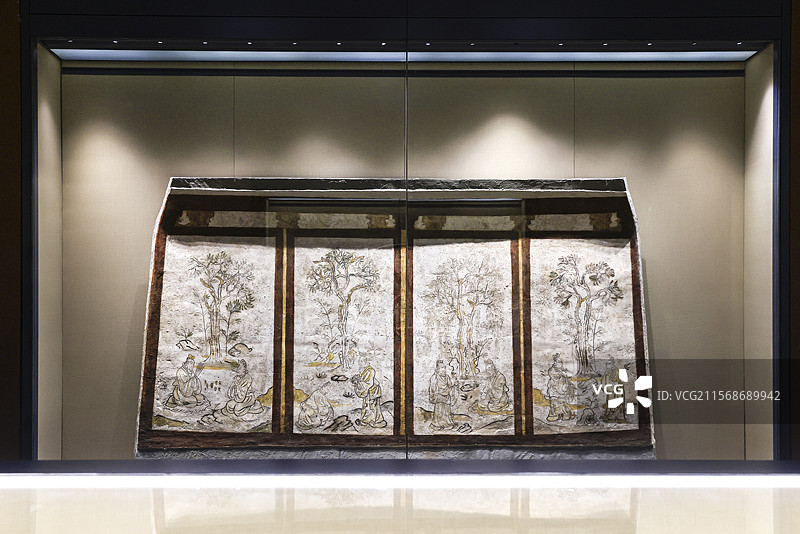 太原博物馆唐朝树下老人屏风图图片素材