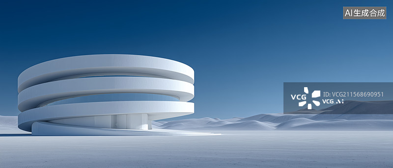 【AI数字艺术】白色现代简约建筑广场图片素材