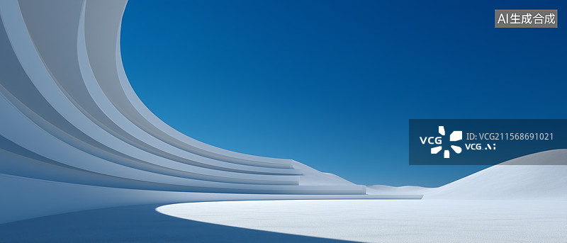 【AI数字艺术】白色现代简约建筑广场图片素材