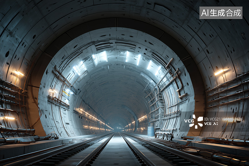 【AI数字艺术】在建的地铁隧道图片素材