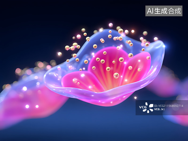 【AI数字艺术】微观透明球体的科技感背景图片素材