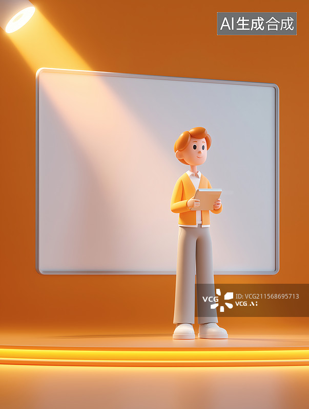 【AI数字艺术】一个男人站在一个讲台前进行演讲图片素材