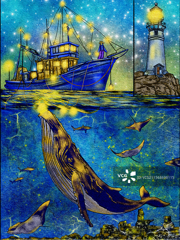 船与鲸灯谣图片素材