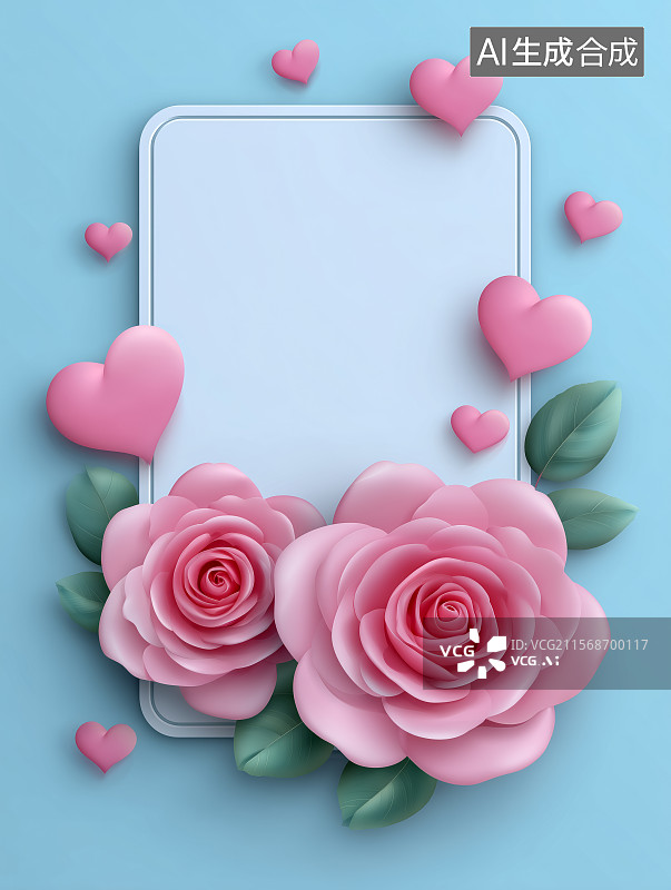 【AI数字艺术】玫瑰花卡片边框图片素材