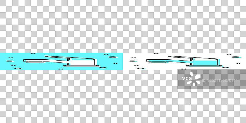 黑色线条水龙头图标，背景为绿色和图片素材
