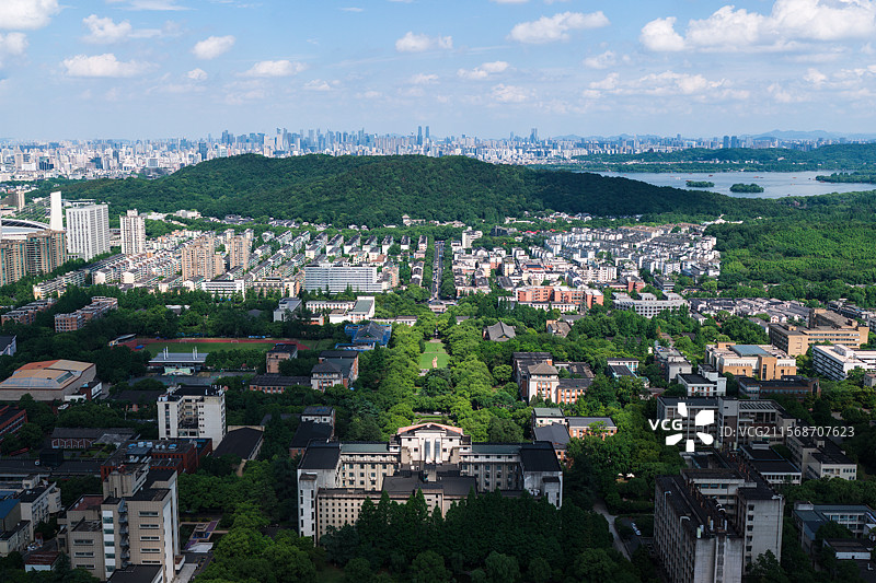 杭州西湖老和山看杭州城市风光图片素材