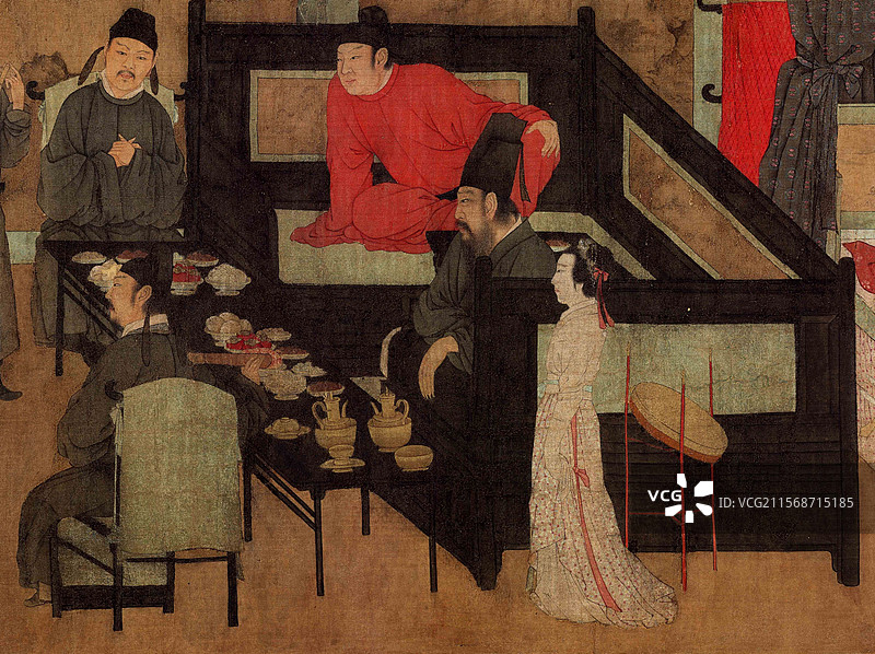 中国绘画艺术品，五代，顾闳中，韩熙载夜宴图郑图片素材