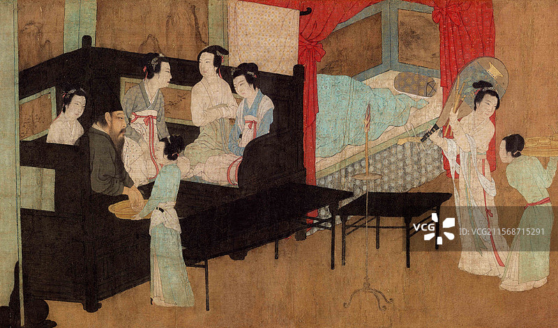 中国绘画艺术品，五代，顾闳中，韩熙载夜宴图郑图片素材