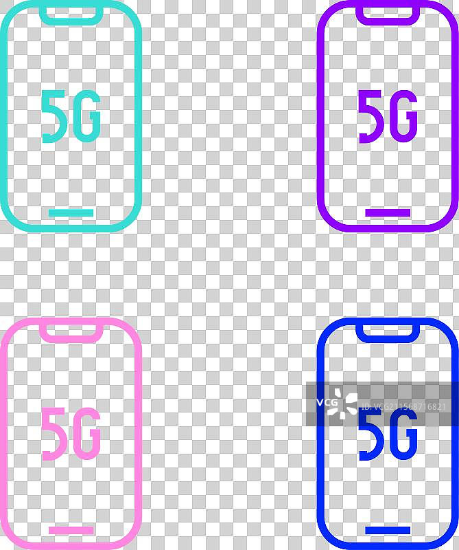 波普艺术风格的手机，配备5G新无线互联网图片素材