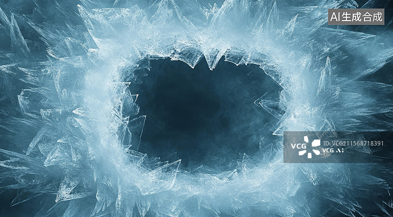 【AI数字艺术】冰晶形成的环形图案图片素材