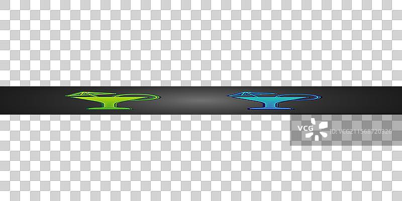 绿色和蓝色的马提尼酒杯图标，独立于背景图片素材