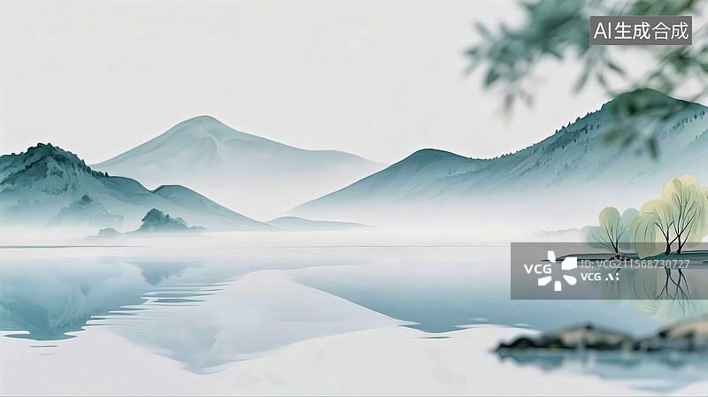【AI数字艺术】山水风景画图片素材