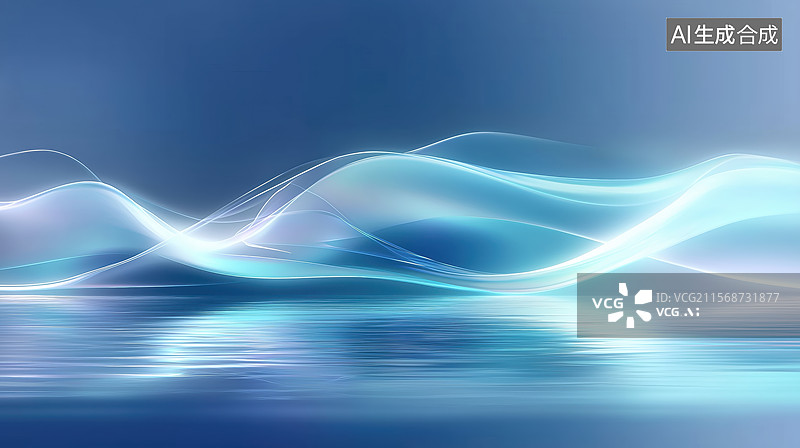【AI数字艺术】抽象蓝色波浪背景图片素材