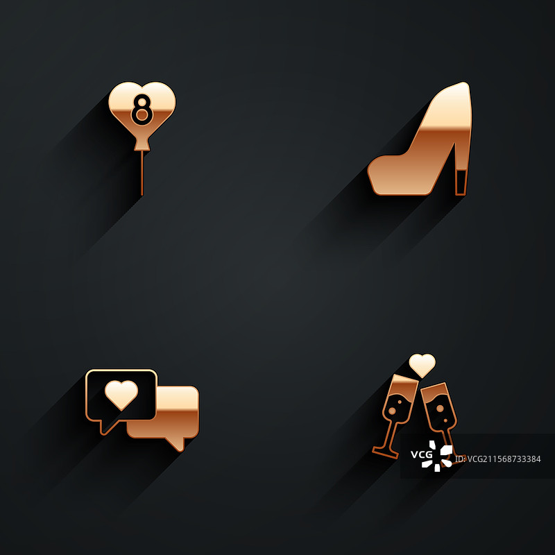 带有心形的3月8日女性鞋子气球装饰图片素材