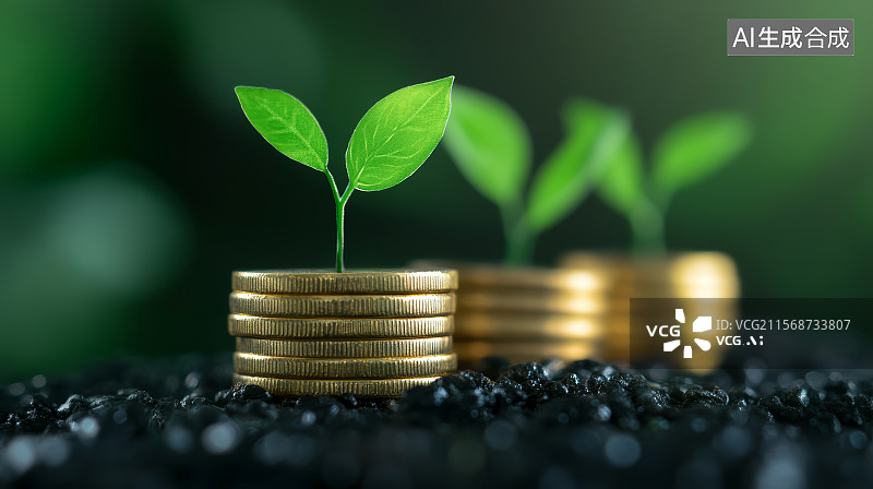 【AI数字艺术】萌芽中的财富增长图片素材