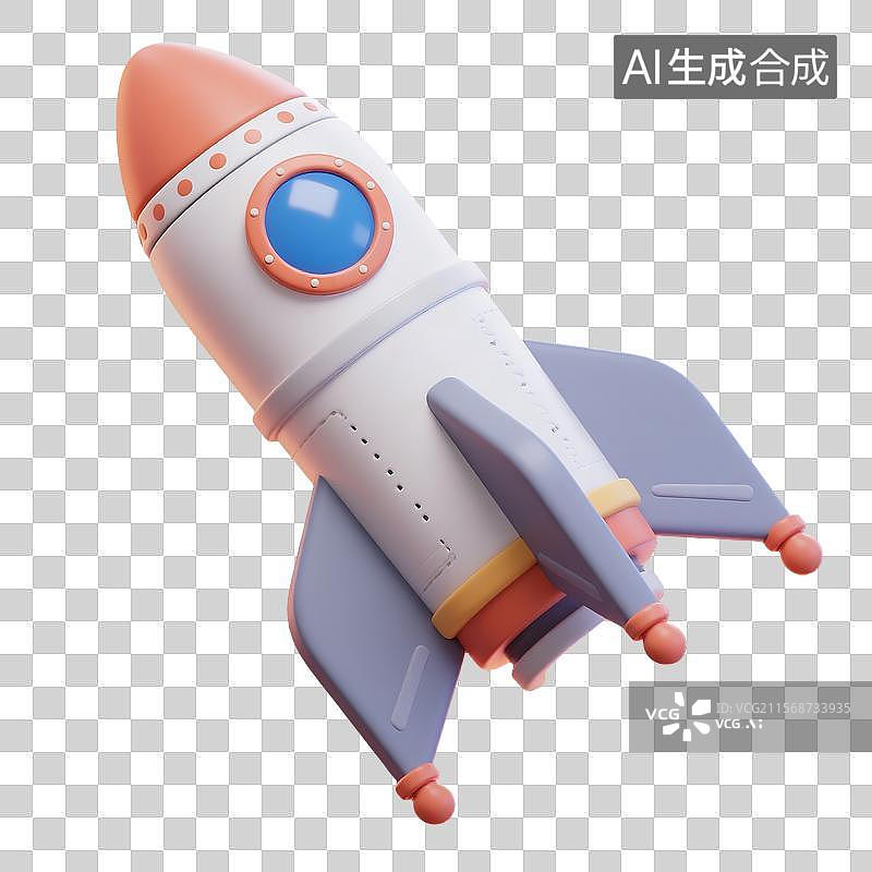 【AI数字艺术】卡通风格3D火箭全貌插图图片素材