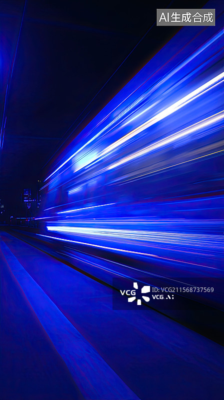 【AI数字艺术】未来6G抽象背景创意波浪图案与发光线条蓝色运动模糊汽车广告商业新年节日春运列车站台背景蓝白曲线图片素材