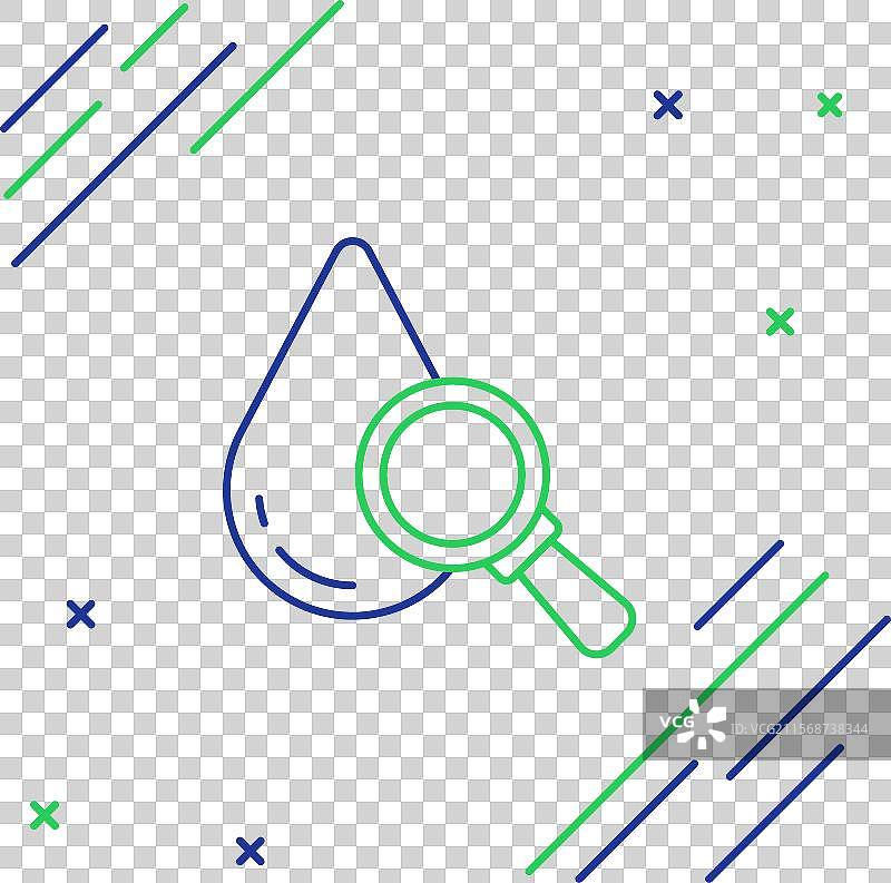 线条下垂和放大镜图标孤立在图片素材