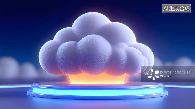 【AI数字艺术】科技云服务的三维渲染场景图片素材