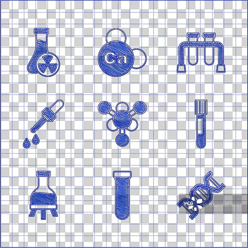 试管中的分子、DNA符号和移液管图片素材