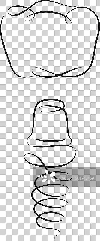 线性风格的未固定植体和牙冠图片素材