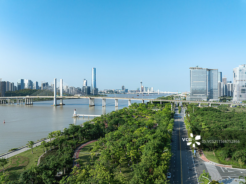 横琴粤澳深度合作区天际线航拍图片素材