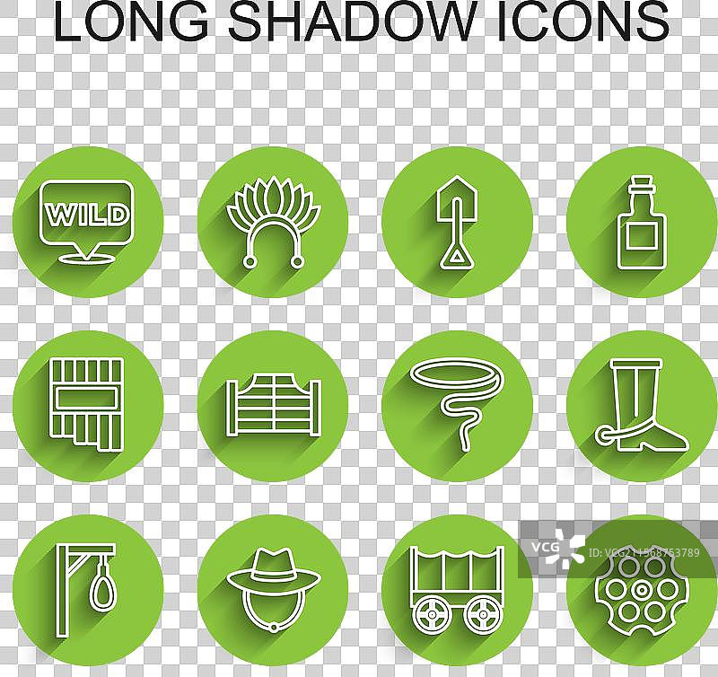 设置线条绞刑架西部牛仔帽指向图片素材