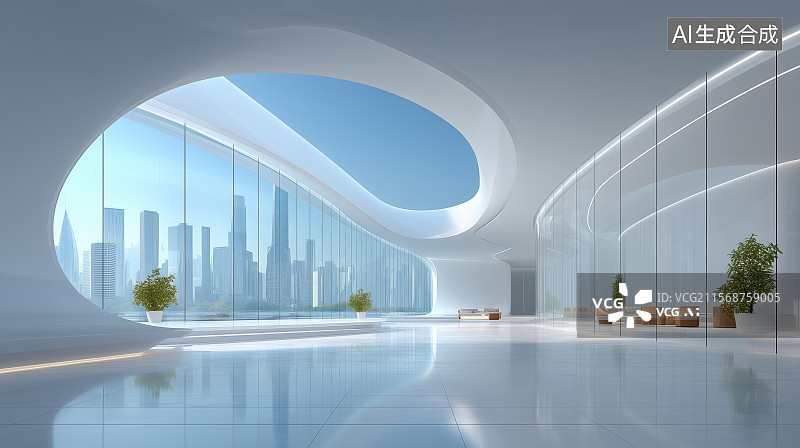 【AI数字艺术】现代建筑空间广场场景图片素材