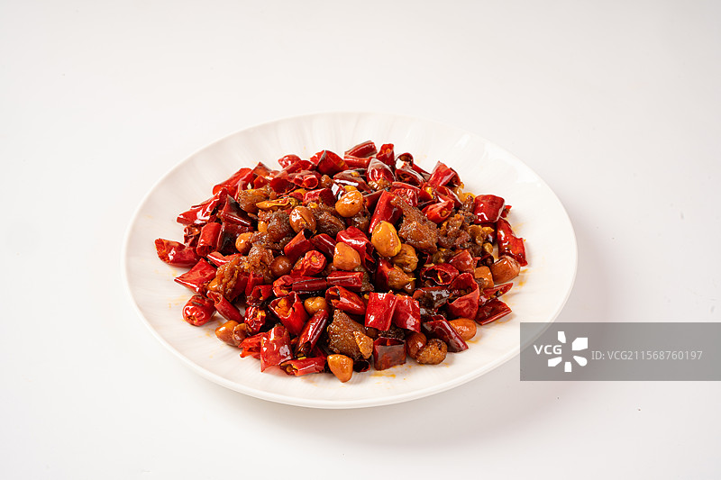 干炒辣子鸡白底图图片素材