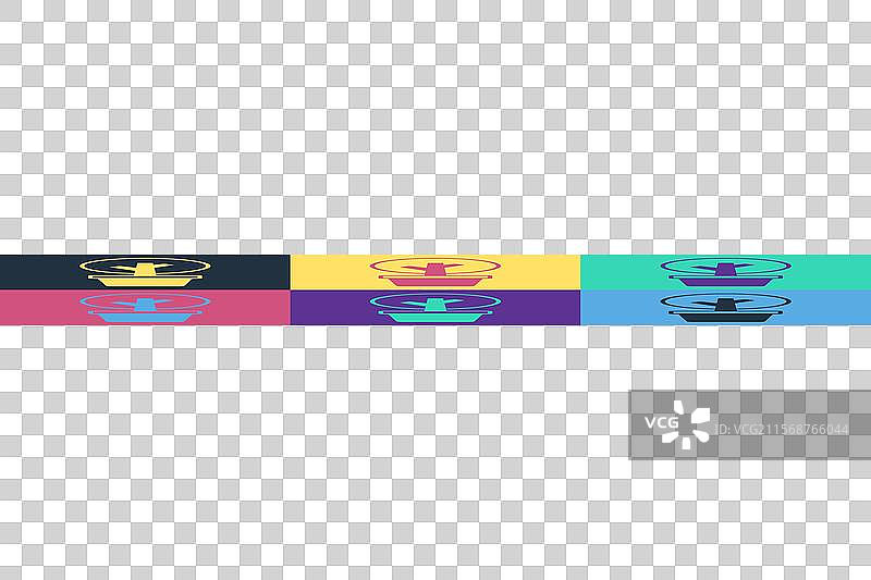 流行艺术风格的树图标，独立于彩色背景上图片素材