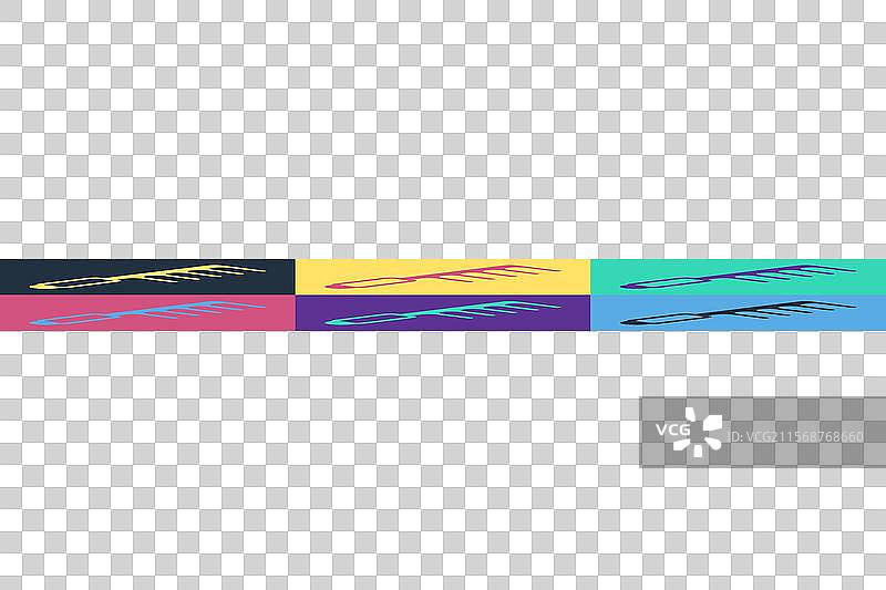 流行艺术风格的发刷图标，背景为色彩丰富的设计图片素材