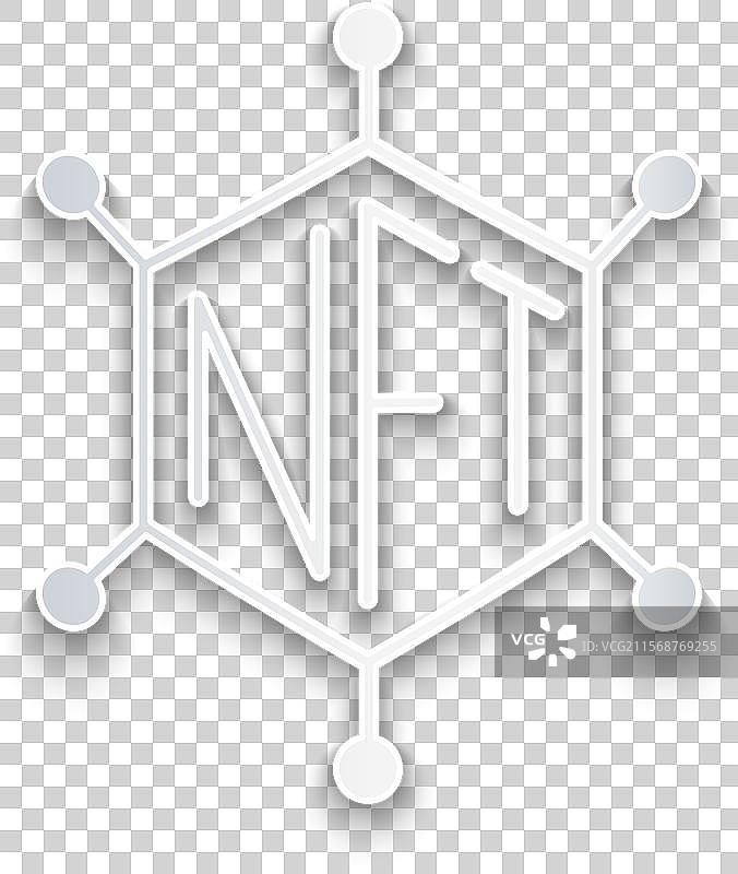 纸雕 NFT 区块链技术图标孤立设计图片素材