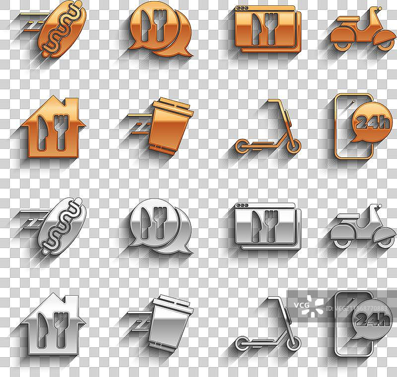 外卖食品的咖啡杯准备好上路图片素材