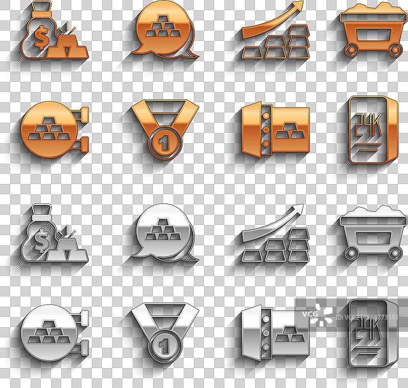 金牌矿车与24K金条安全存放图片素材