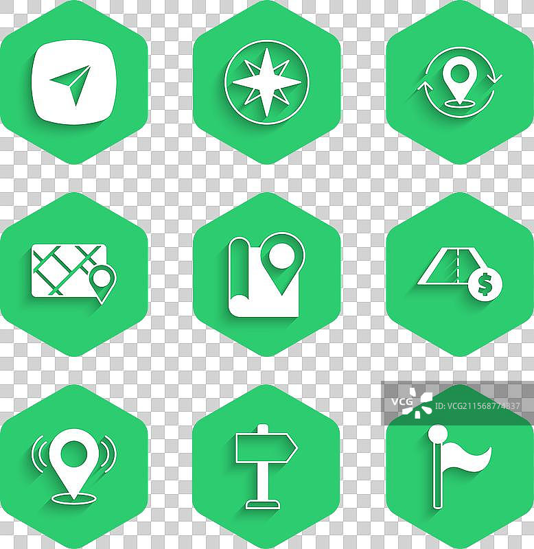 折叠地图与位置标记的道路交通图片素材