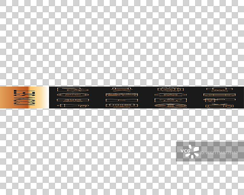 复古电视机、电影摄影机、VHS录像带的线条设置图片素材