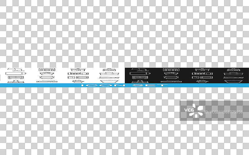 办公垃圾桶、订书机、公文包的线条图形图片素材