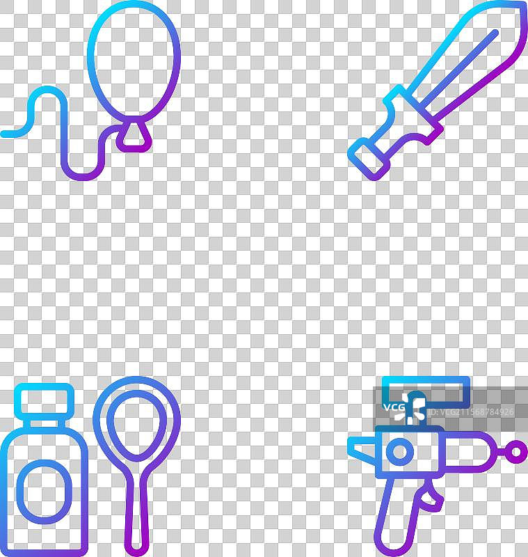 设置线条、光线枪、肥皂泡、瓶子和气球图片素材