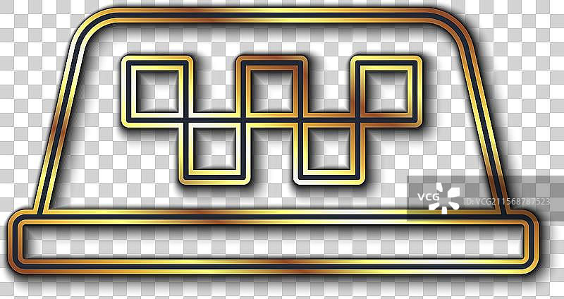 黑色背景上的金色线条出租车车顶图标图片素材