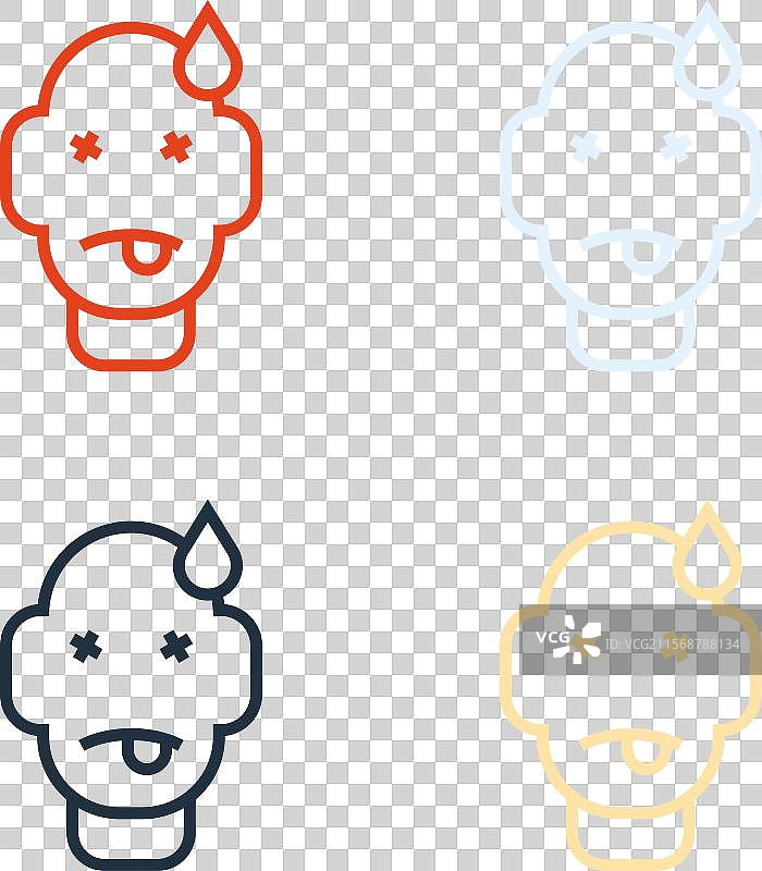 流行艺术风格的线条人物毒药图标，背景为彩色图片素材